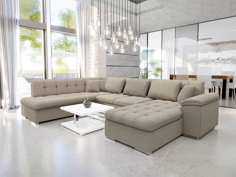 Dynir Sovesofa med sjeselong og sjeselong 5-seter - Beige - Møbler - Sofaer - Sovesofaer