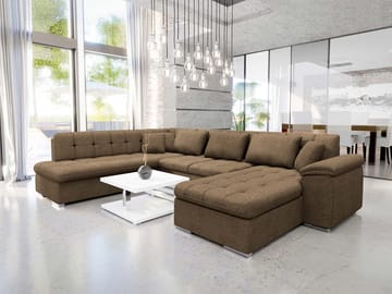 Dynir Sovesofa med sjeselong og sjeselong 5-seter - Brun - Møbler - Sofaer - Sovesofaer