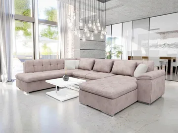 Dynir Sovesofa med sjeselong og sjeselong 5-seter - Rosa - Møbler - Sofaer - Sovesofaer