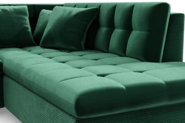 Dynir Venstre Kapitonert Sovesofa med Oppbevaring i Fløyel - Grønn - Møbler - Sofaer - Sovesofaer