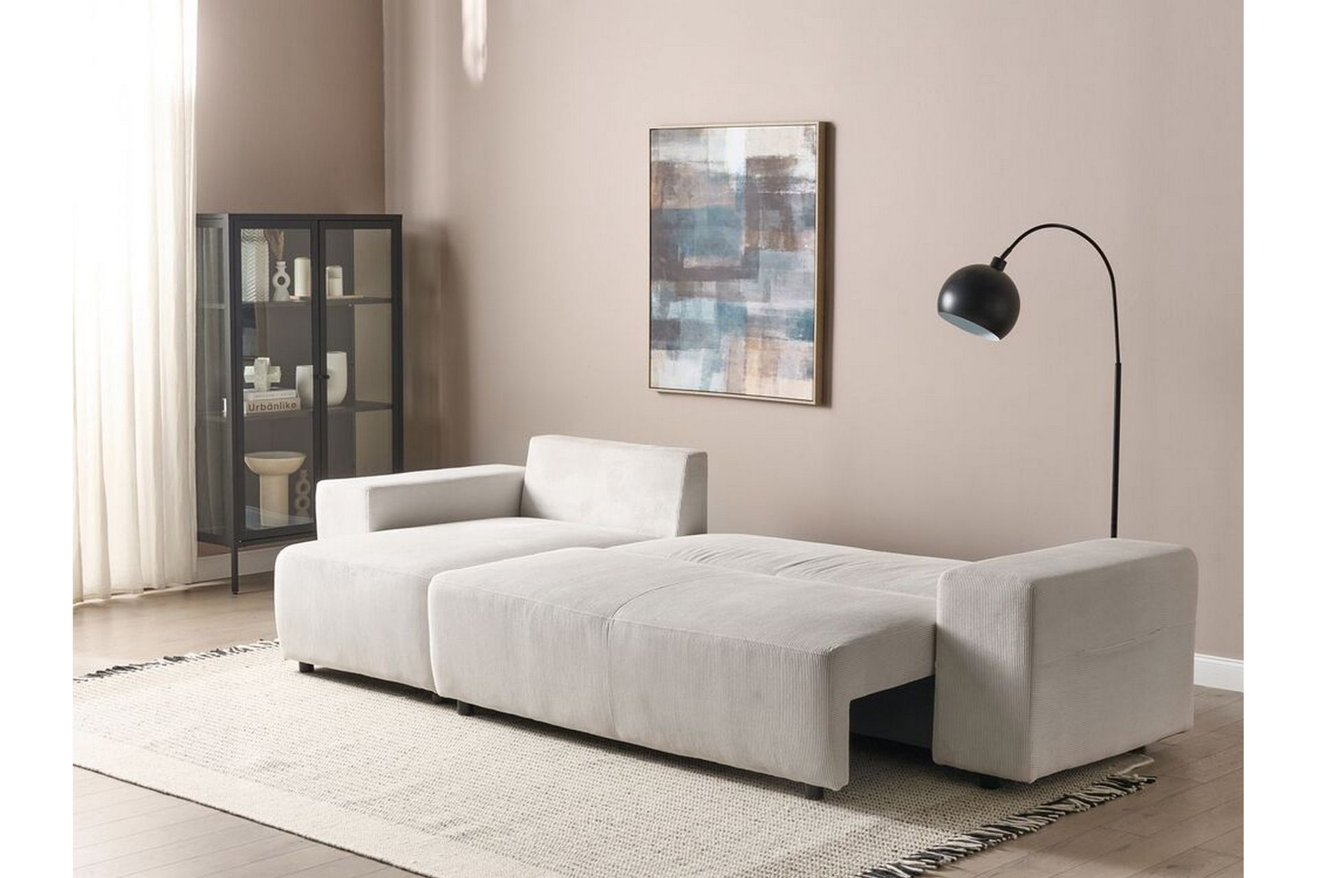 Dysis Hjørnesovesofa 3-seter - Beige/Svart - Møbler - Sofaer - Sovesofaer