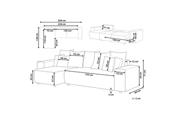 Dysis Hjørnesovesofa 3-seter - Grå/Svart - Møbler - Sofaer - Sovesofaer
