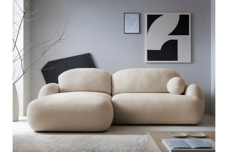 Efrem Sovesofa med Sjeselong 3-seter i Bouclé - Beige - Møbler - Sofaer - Sovesofaer
