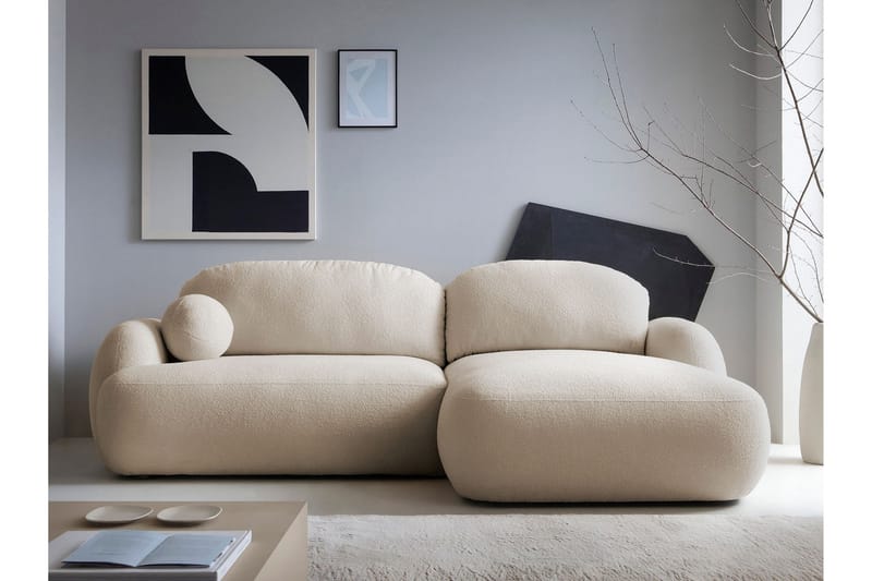 Efrem Sovesofa med Sjeselong 3-seter i Bouclé - Beige - Møbler - Sofaer - Sovesofaer