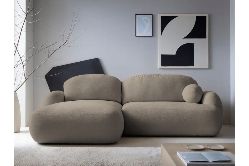 Efrem Sovesofa med Sjeselong 3-seter i Bouclé - Brun - Møbler - Sofaer - Sovesofaer