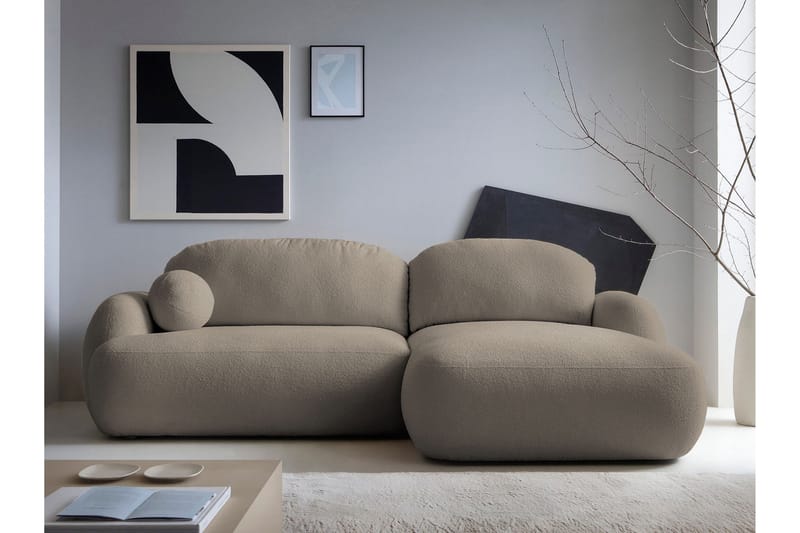 Efrem Sovesofa med Sjeselong 3-seter i Bouclé - Brun - Møbler - Sofaer - Sovesofaer