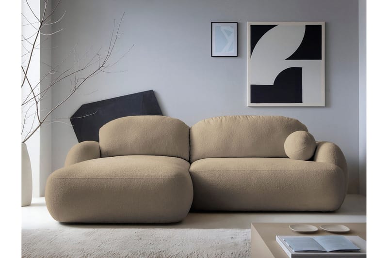 Efrem Sovesofa med Sjeselong 3-seter i Bouclé - Brun - Møbler - Sofaer - Sovesofaer