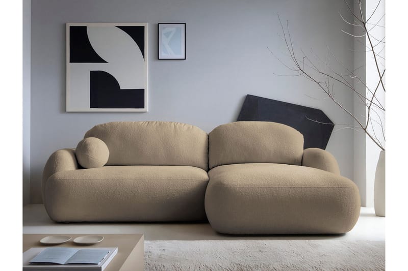 Efrem Sovesofa med Sjeselong 3-seter i Bouclé - Brun - Møbler - Sofaer - Sovesofaer