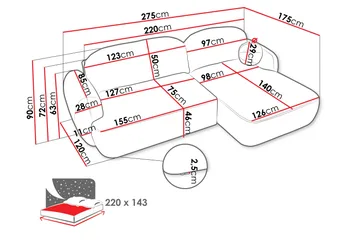 Efrem Sovesofa med Sjeselong 3-seter i Bouclé - Brun - Møbler - Sofaer - Sovesofaer