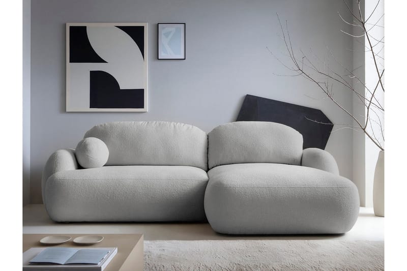 Efrem Sovesofa med Sjeselong 3-seter i Bouclé - Lysegrå - Møbler - Sofaer - Sovesofaer