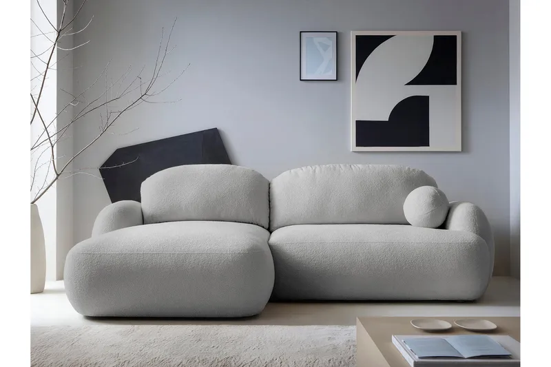 Efrem Sovesofa med Sjeselong 3-seter i Bouclé - Lysegrå - Møbler - Sofaer - Sovesofaer