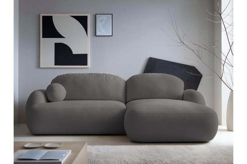 Efrem Sovesofa med Sjeselong 3-seter i Bouclé - Mørkegrå - Møbler - Sofaer - Sovesofaer