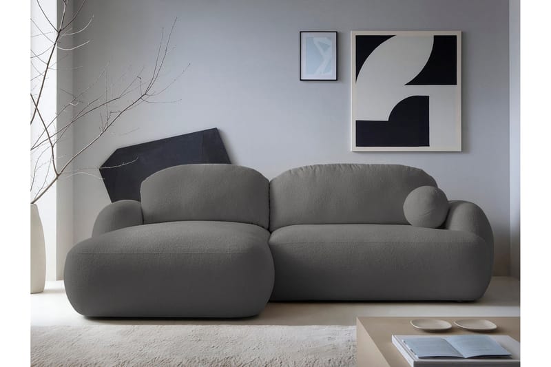 Efrem Sovesofa med Sjeselong 3-seter i Bouclé - Mørkegrå - Møbler - Sofaer - Sovesofaer