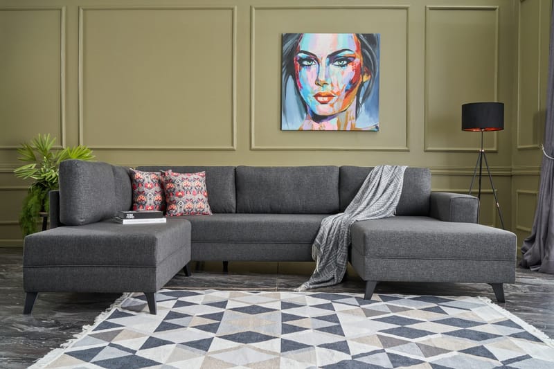 Efsunlu U-Sovesofa - Antrasitt/Svart - Møbler - Sofaer - Sovesofaer