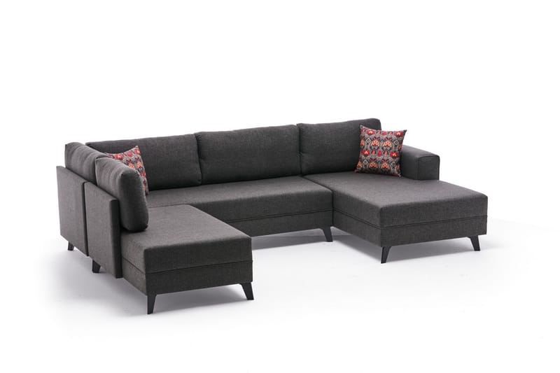 Efsunlu U-Sovesofa - Antrasitt/Svart - Møbler - Sofaer - Sovesofaer