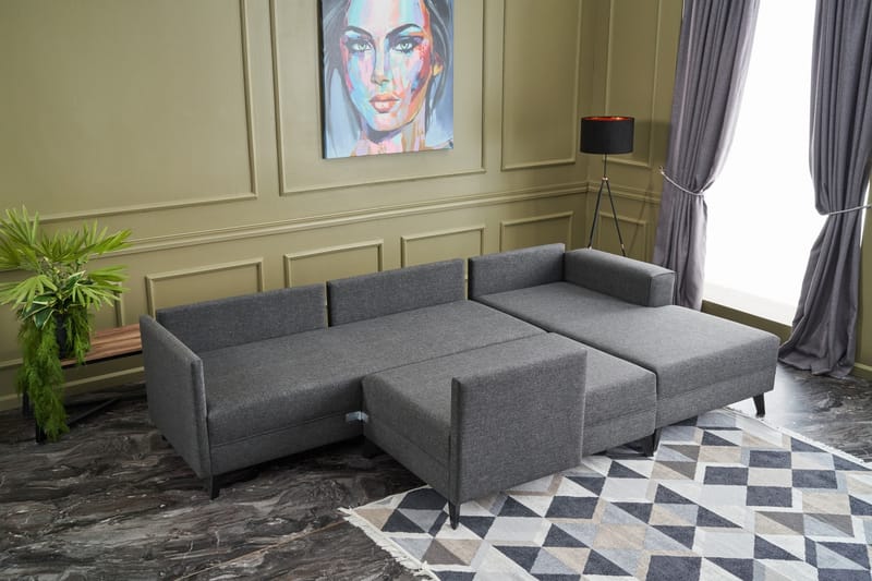 Efsunlu U-Sovesofa - Antrasitt/Svart - Møbler - Sofaer - Sovesofaer