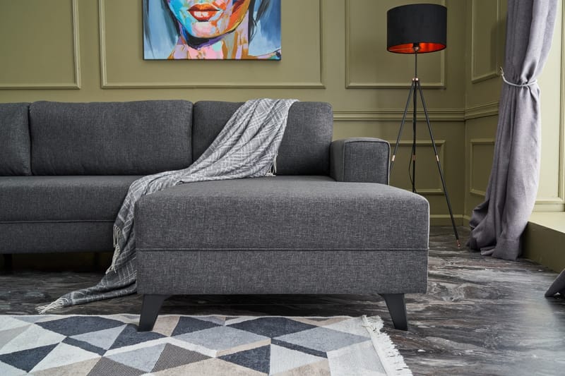 Efsunlu U-Sovesofa - Antrasitt/Svart - Møbler - Sofaer - Sovesofaer