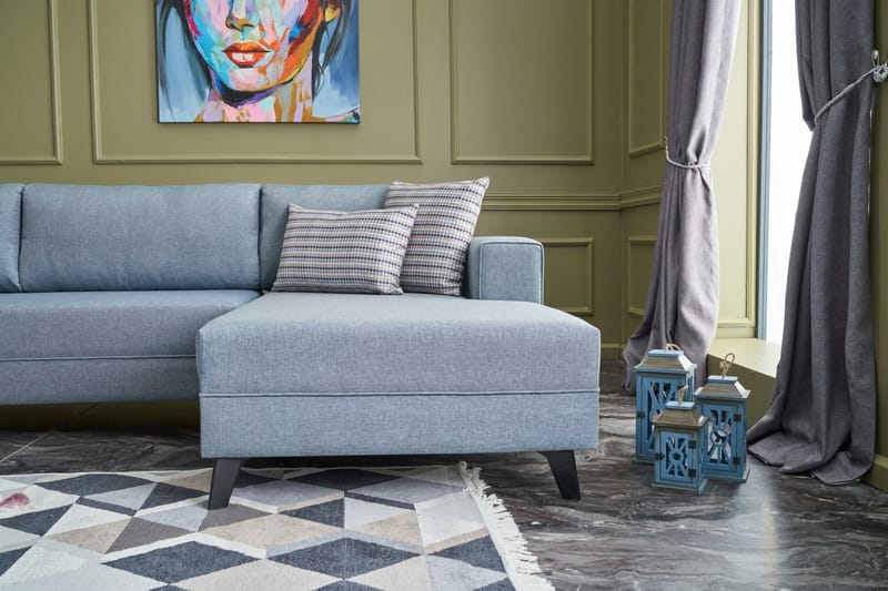 Efsunlu U-Sovesofa - Blå/Svart - Møbler - Sofaer - Sovesofaer