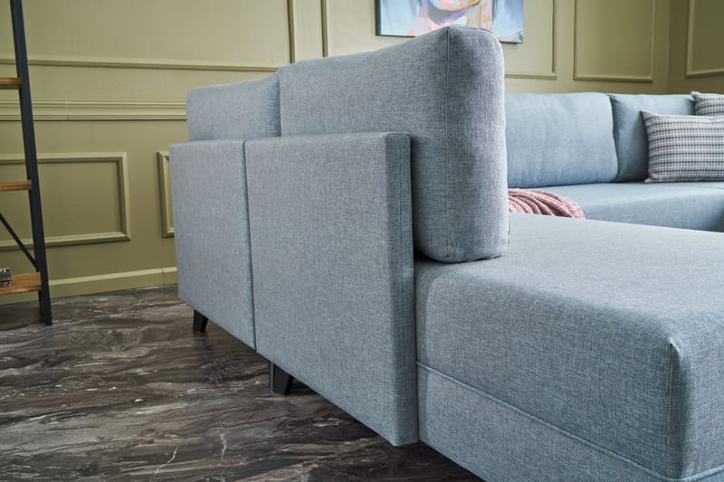Efsunlu U-Sovesofa - Blå/Svart - Møbler - Sofaer - Sovesofaer