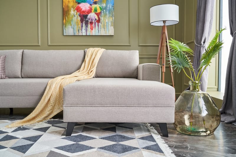 Efsunlu U-Sovesofa - Kremhvit/Svart - Møbler - Sofaer - Sovesofaer