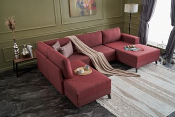 Efsunlu U-Sovesofa - Rød/Svart - Møbler - Sofaer - Sovesofaer