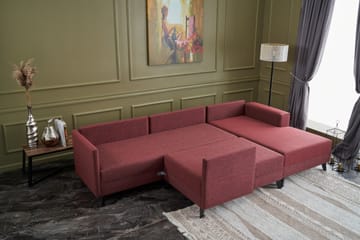 Efsunlu U-Sovesofa - Rød/Svart - Møbler - Sofaer - Sovesofaer