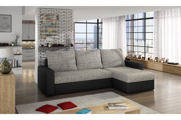 Eguino 3-seter Høyre Sovesofa 125x195 cm med Oppbevaring i Stoff - Lysgrå Melert - Møbler - Sofaer - Sovesofaer
