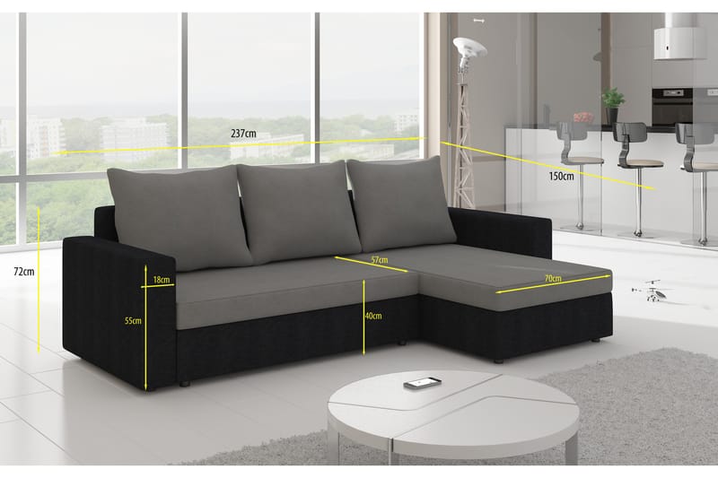 Eguino Sovesofa - Grå/Hvit - Møbler - Sofaer - Sovesofaer