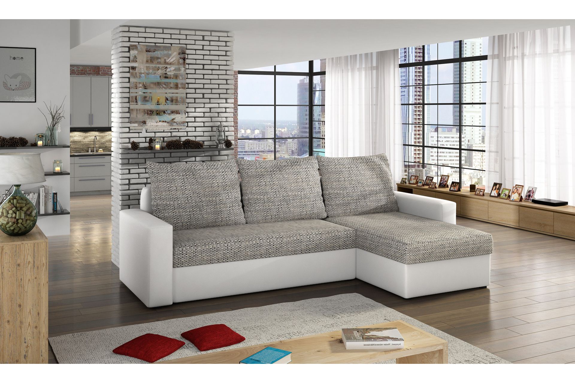Eguino Sovesofa - Grå/Hvit - Møbler - Sofaer - Sovesofaer