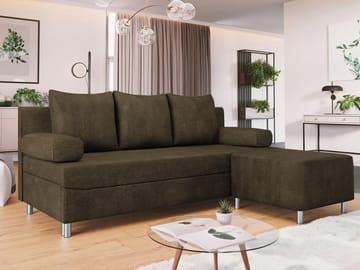 Eifion 3-seters sovesofa med sjeselong, høyrevendt - brun - Møbler - Sofaer - Sovesofaer