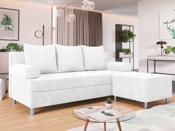 Eifion 3-seters sovesofa med sjeselong, høyrevendt - hvit - Møbler - Sofaer - Sovesofaer