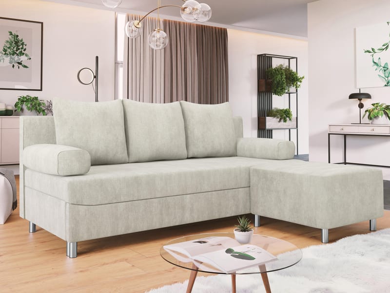 Eifion 3-seters sovesofa med sjeselong, høyrevendt - lys beige - Møbler - Sofaer - Sovesofaer