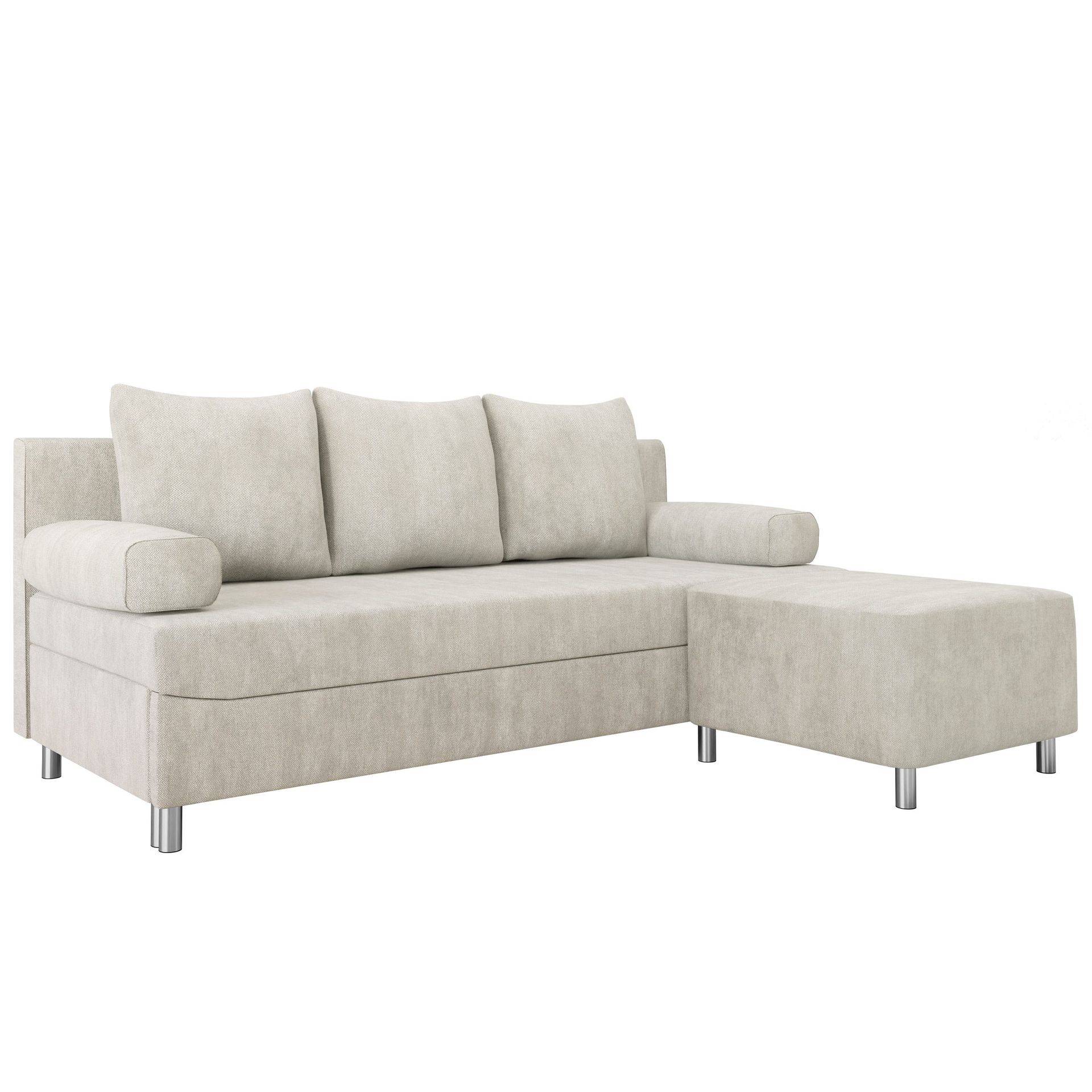 Eifion 3-seters sovesofa med sjeselong, høyrevendt - lys beige
