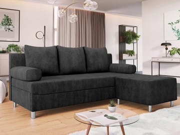 Eifion 3-seters sovesofa med sjeselong, høyrevendt - svart - Møbler - Sofaer - Sovesofaer