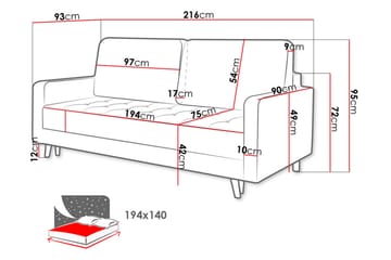 Eirado 3-seters Sovesofa - Blå - Møbler - Sofaer - Sovesofaer