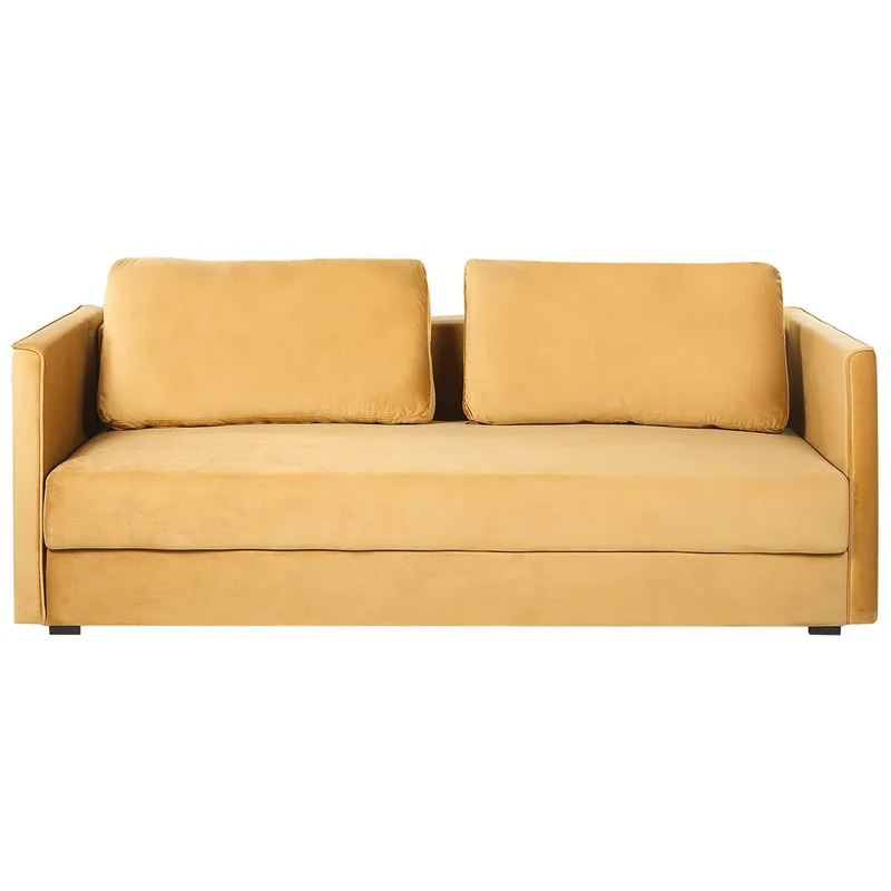 Eksjo 3-seters Sovesofa 146x203 cm med Oppbevaring i Fløyel, Gul