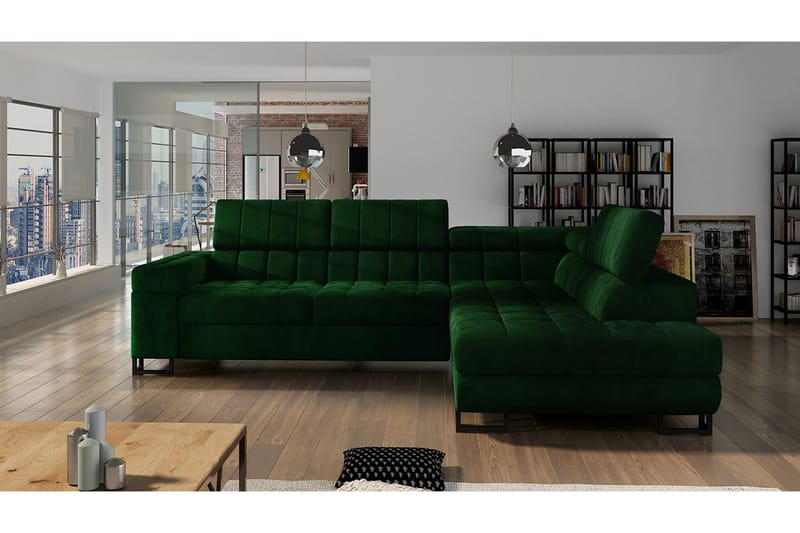 Elkind Hjørnesofa Høyre - Mørkegrønn - Møbler - Sofaer - Sovesofaer