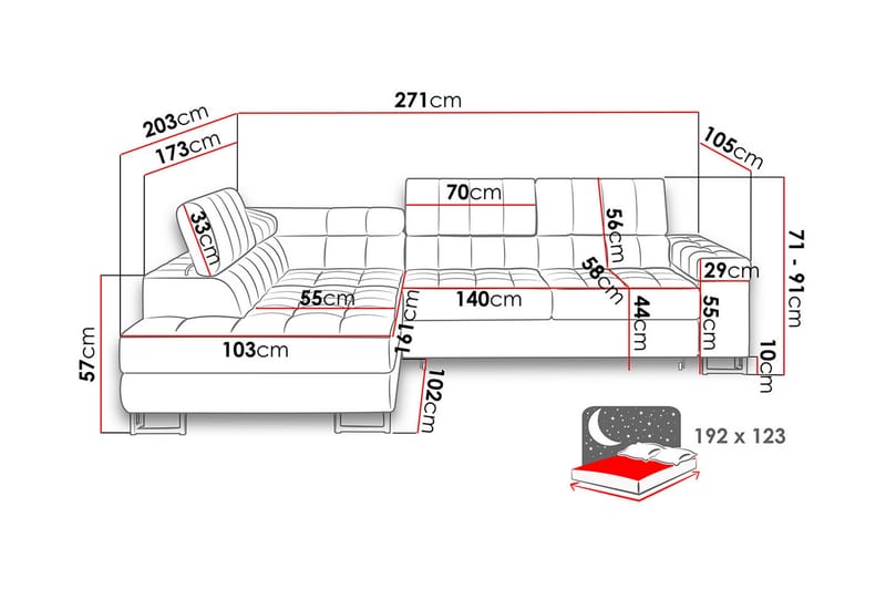 Elkind Hjørnesofa Høyre - Mint - Møbler - Sofaer - Sovesofaer