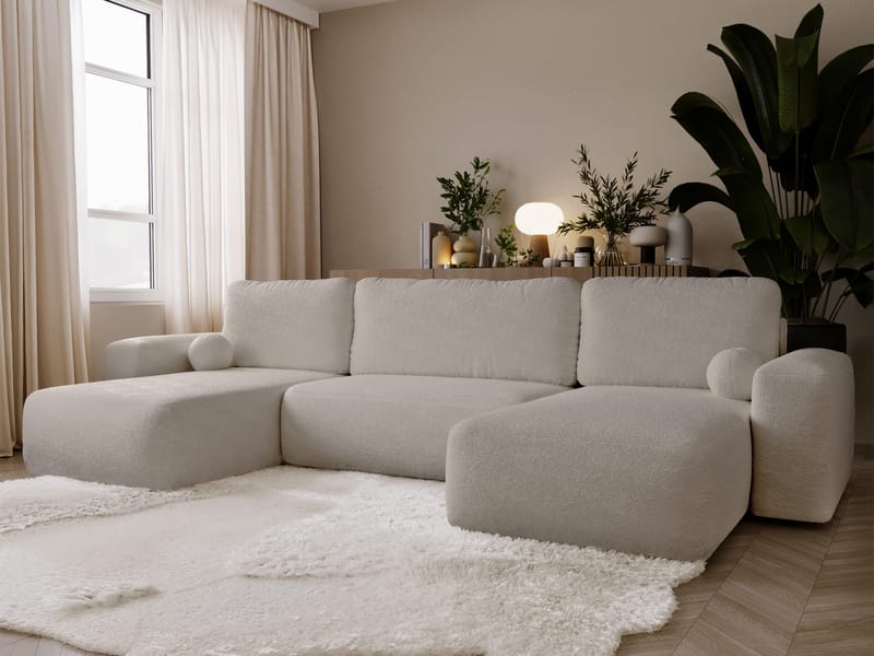 Elvior 5-seters U-formet sovesofa med dobbeltdivan - beige - Møbler - Sofaer - Sovesofaer