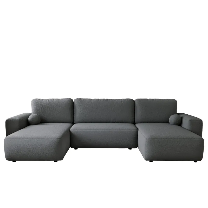 Elvior 5-seters U-formet sovesofa med dobbeltdivan - grå - Møbler - Sofaer - Sovesofaer