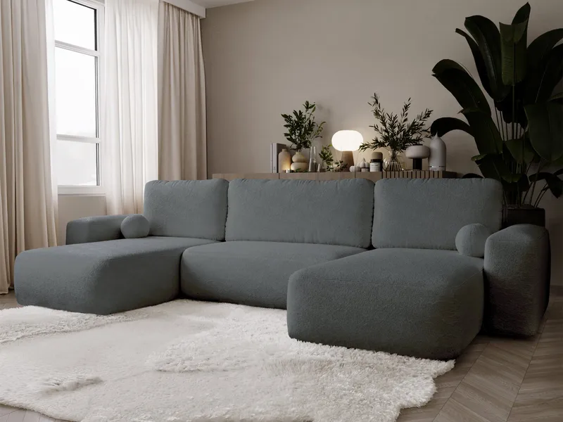 Elvior 5-seters U-formet sovesofa med dobbeltdivan - grå - Møbler - Sofaer - Sovesofaer