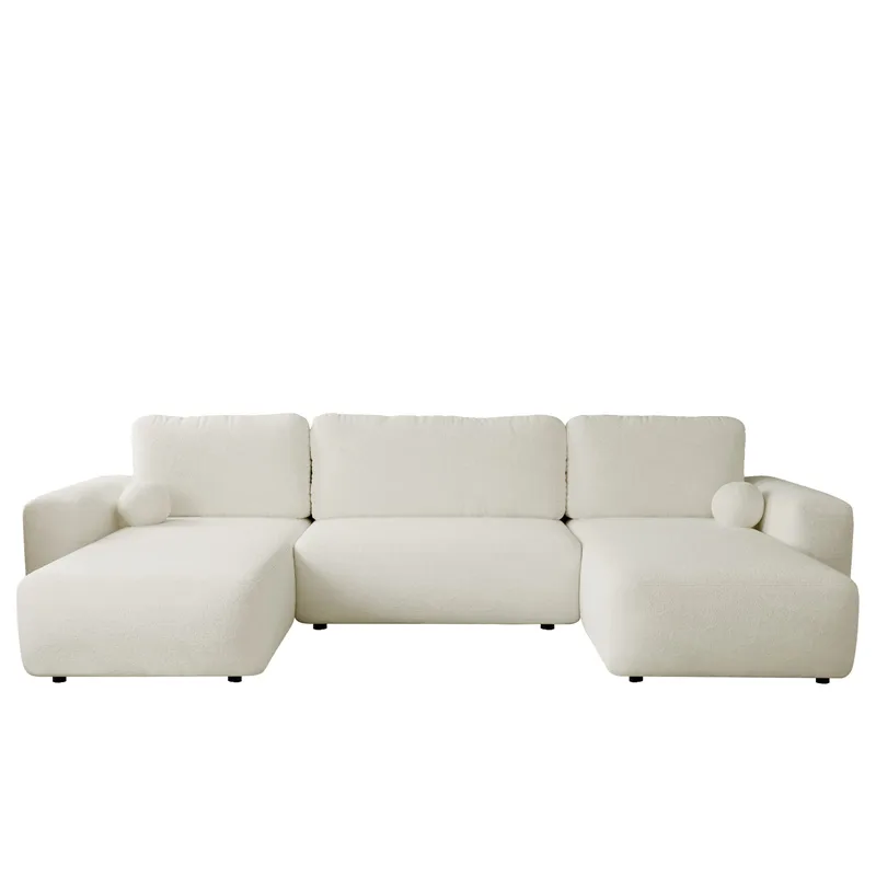 Elvior 5-seters U-formet sovesofa med dobbeltdivan - hvit - Møbler - Sofaer - Sovesofaer