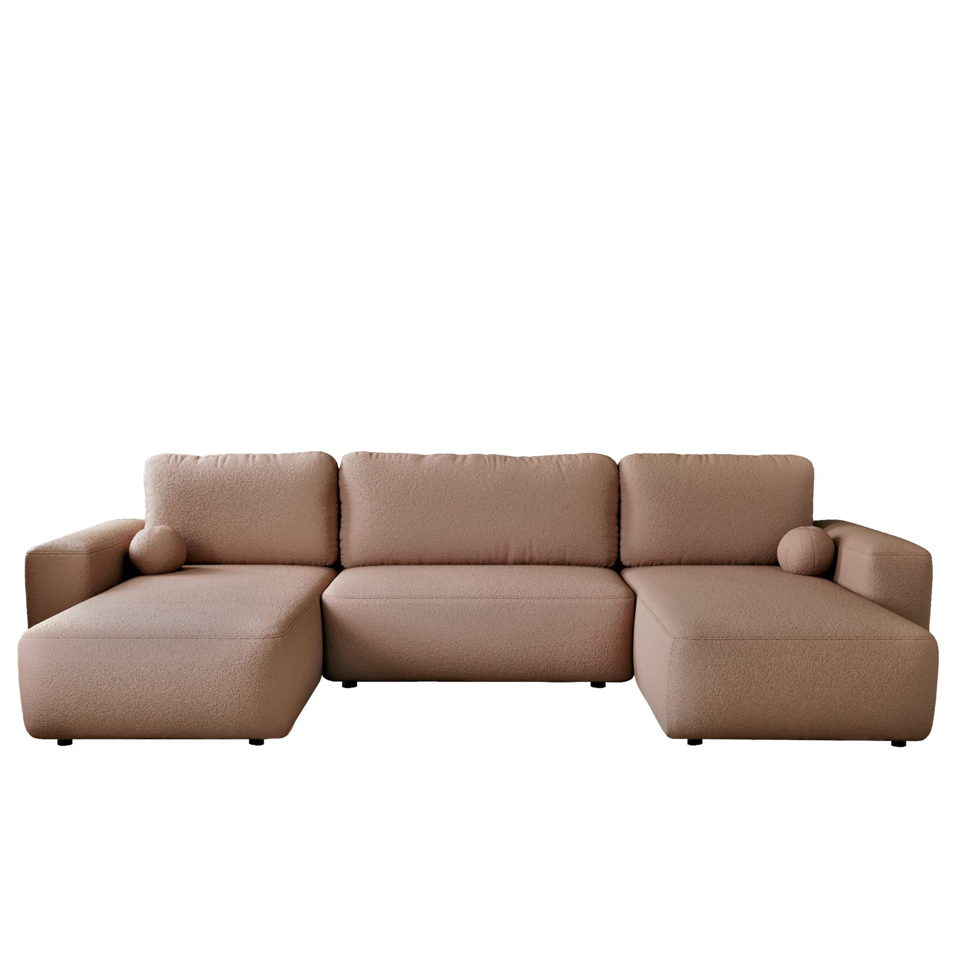 Elvior 5-seters U-formet sovesofa med dobbeltdivan - rosa