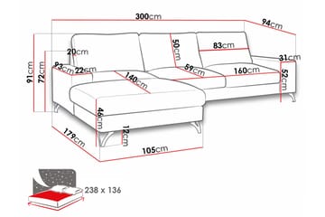 Emet Sovesofa med Divan 3-seter - Beige - Møbler - Sofaer - Sovesofaer