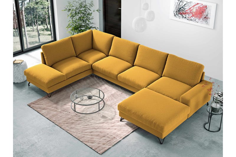 Emet Sovesofa med Divan og Sjeselong 5-seter - Brun - Møbler - Sofaer - Sovesofaer