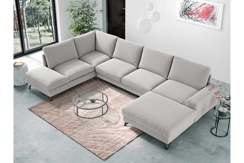 Emet Sovesofa med Divan og Sjeselong 5-seter - Gul - Møbler - Sofaer - Sovesofaer
