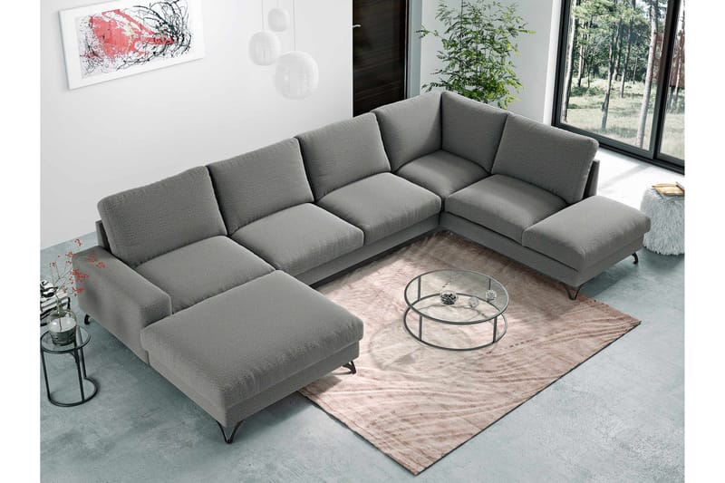 Emet Sovesofa med Divan og Sjeselong 5-seter - Hvit - Møbler - Sofaer - Sovesofaer