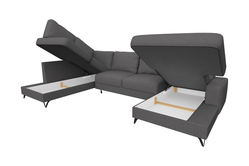 Emet Sovesofa med Divan og Sjeselong 5-seter - Hvit - Møbler - Sofaer - Sovesofaer