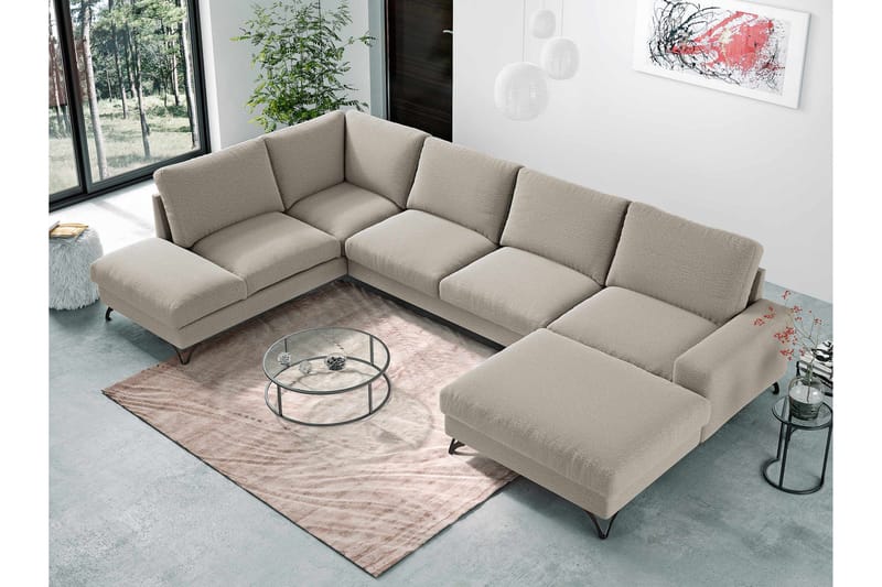 Emet Sovesofa med Divan og Sjeselong 5-seter - Hvit - Møbler - Sofaer - Sovesofaer