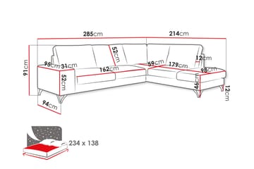 Emet Sovesofa med Sjeselong 4-seter - Grå - Møbler - Sofaer - Sovesofaer